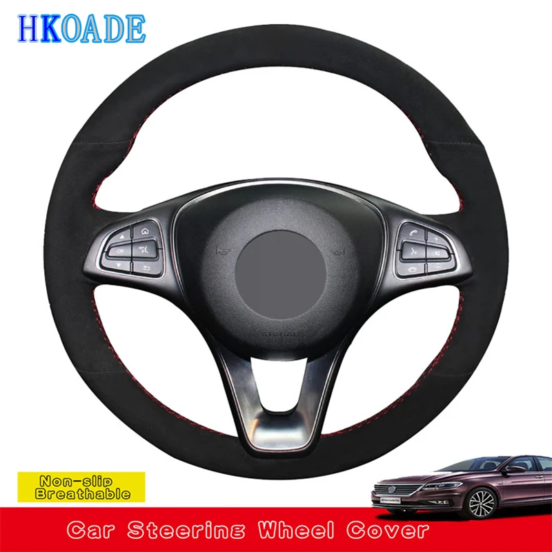

Customize DIY Suede Leather Steering Wheel Cover For Mercedes Benz C180 C200 C260 C300 B200 E200 E300 CLS260 CLS300 Car Interior
