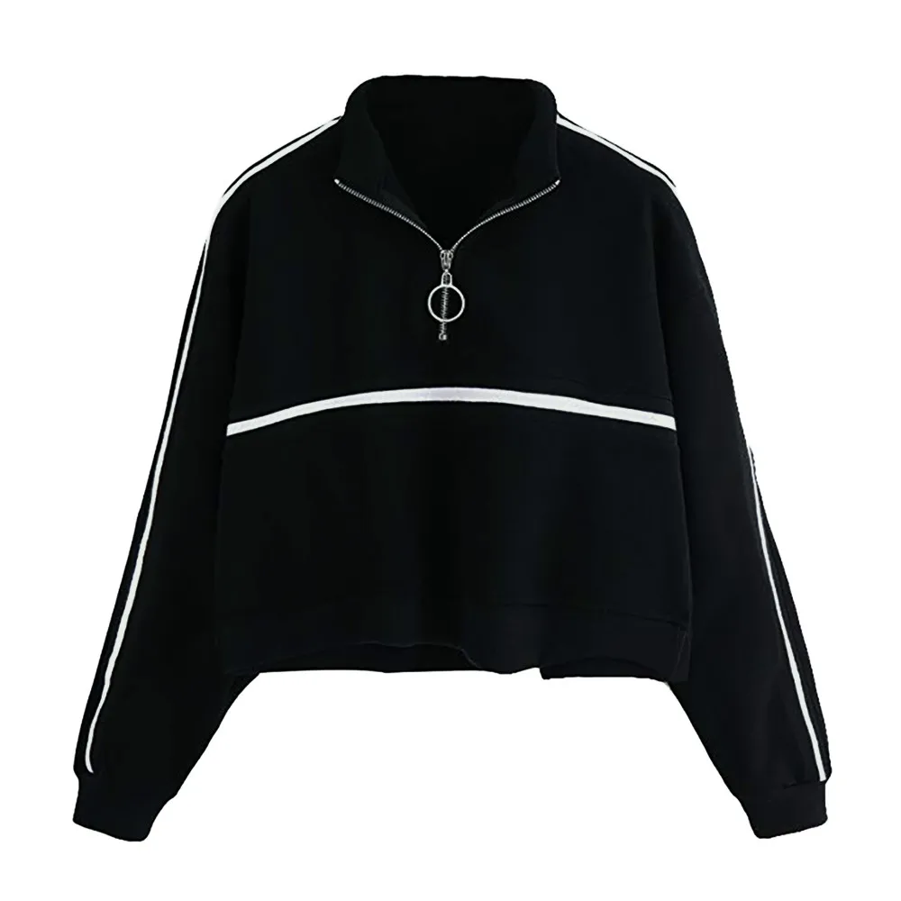 Модный повседневный Женский свитшот с длинным рукавом джемпер пуловер без