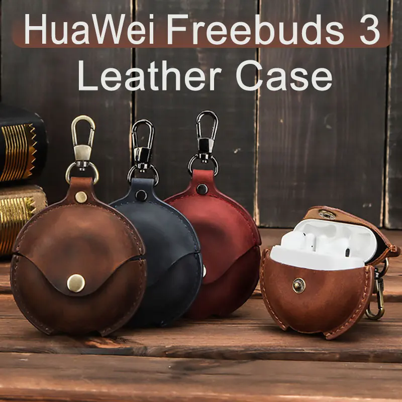 

Genuine Leather For Huawei Freebuds 3 Cover Protective Earphone Case Headphones Cases Protective For Huawei Freebuds 3 Case