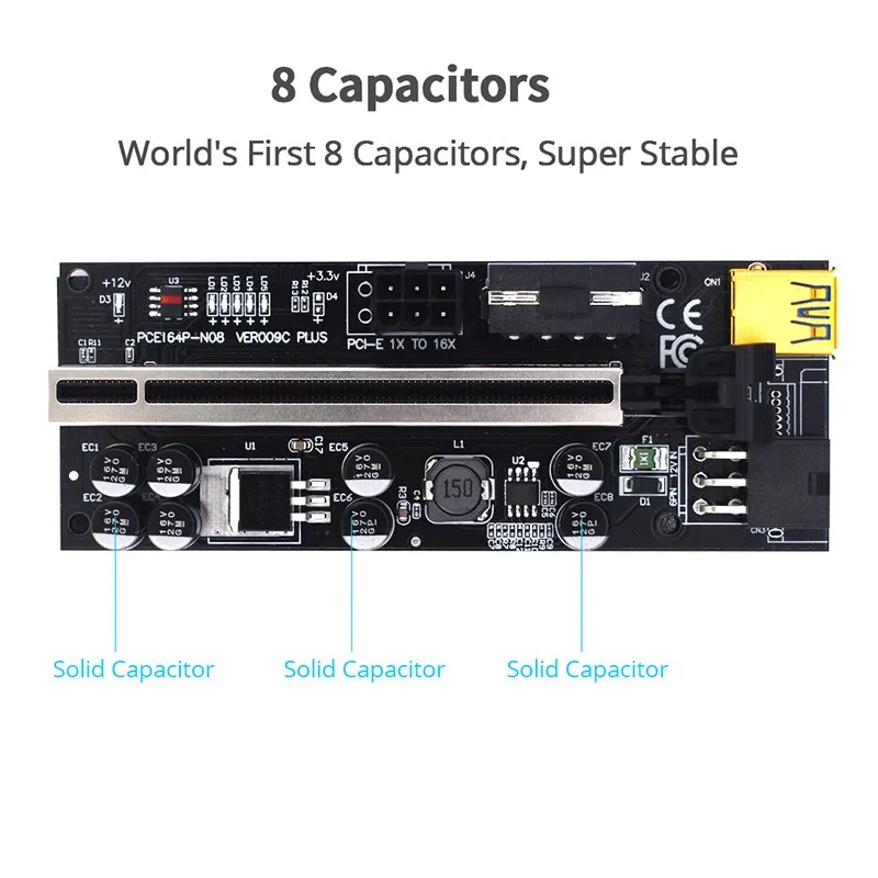 PCI-E 1X до 16X V009S-PLUS карта Удлинительный кабель для видеокарты 6-контактный питания