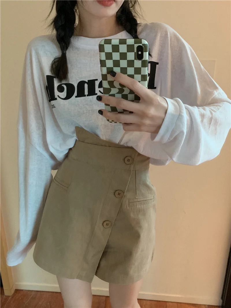 Женская свободная юбка с круглым вырезом и длинными рукавами |