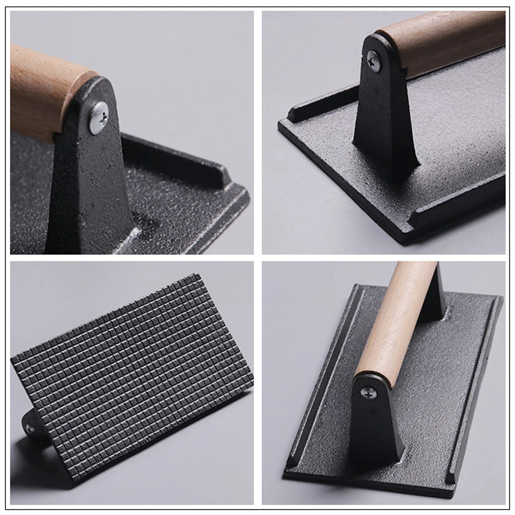 Бекон пресс Вес стейка чугун с деревянной ручкой для гриля Panini бургеры бекон и