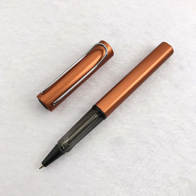 Luxury Metal Rollerball Pen Orange Gift Pens Black Ink Refill 0.7mm Silver Hollow Out Clip 1pc/lot School Supplies |