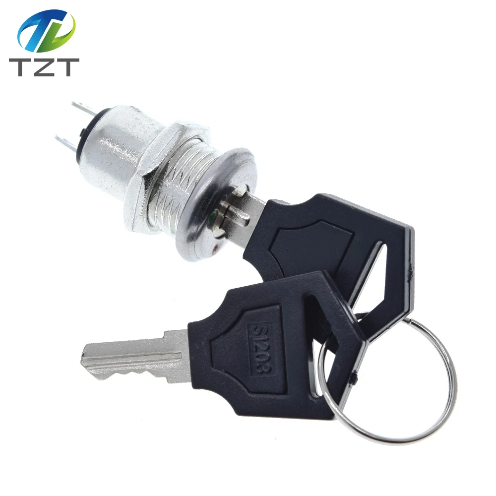 12mm Stainless Steel Electronic Key Switch ON OFF Lock Phone Security Power 12*21mm S1203 2PIN 2 Keys | Электронные компоненты