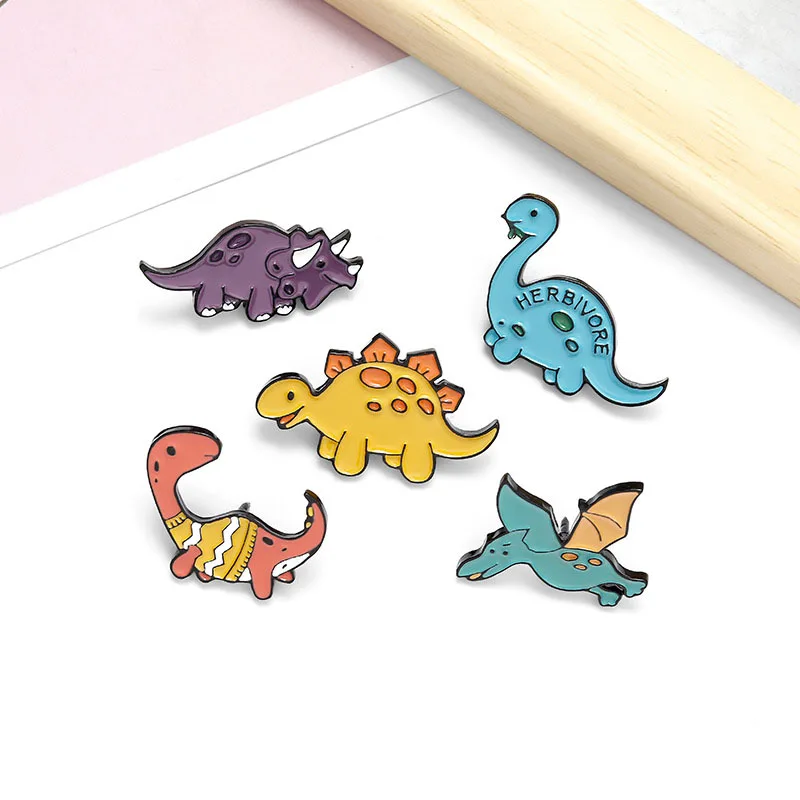 

Colorful Animal Enamel Pin Cartoon Dinosaur Stegosaurus Badge Brooch Bag Clothes Lapel Pins Fashion Jewelry Gift For Friend Kids