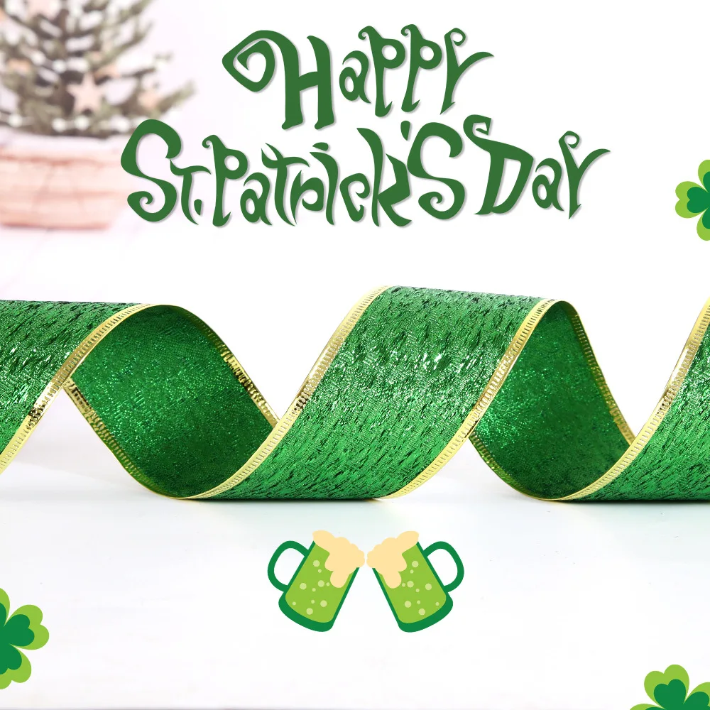 New St. Patrick's Day Decoration Green Phnom Penh Ribbon Irish Decor Bowknot Home Lucky For Festival Party Supplies | Дом и сад