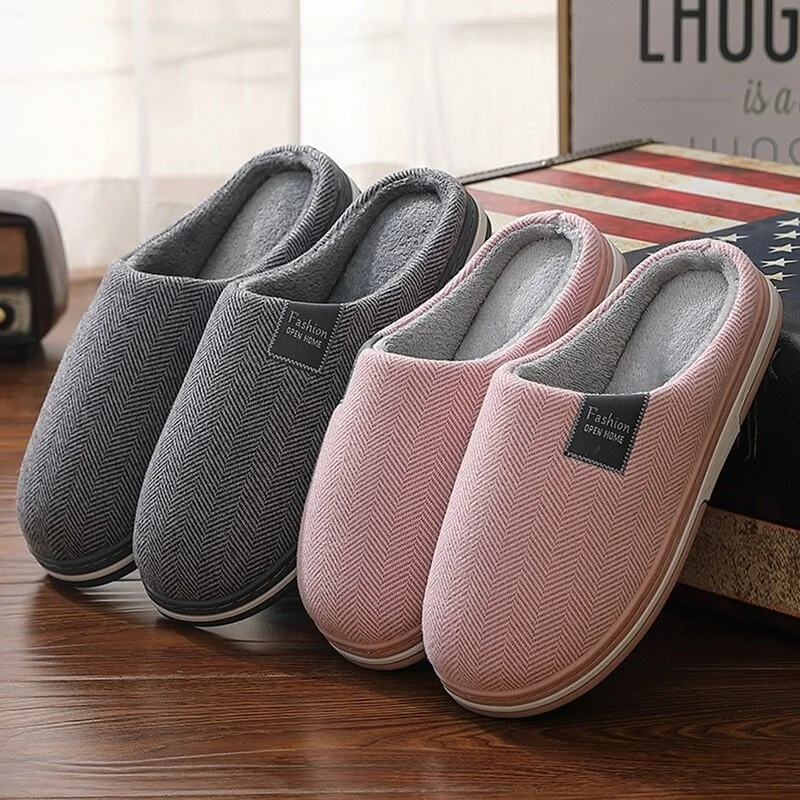 

Women Winter Warm Fur Slippers Men Couples House Non-slip Soft Shoes Comfort Flat Heel Home Indoor Bedroom Zapatillas Casa Mujer