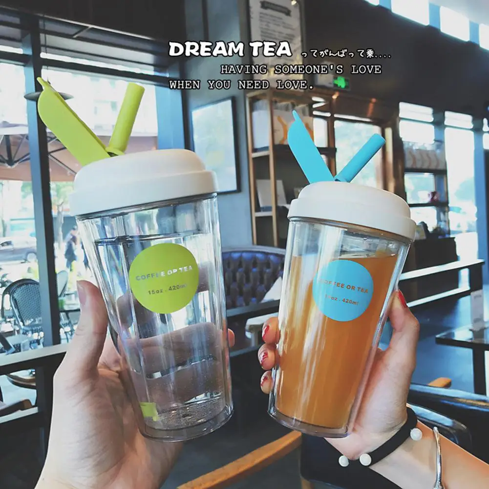 Studyset двухслойная бутылка для питья прозрачная портативная Питьевая солома