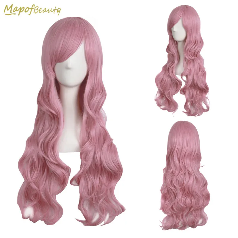 MapofBeauty блонд розовый зеленый длинные кудрявые косплей парики для черных женщин с