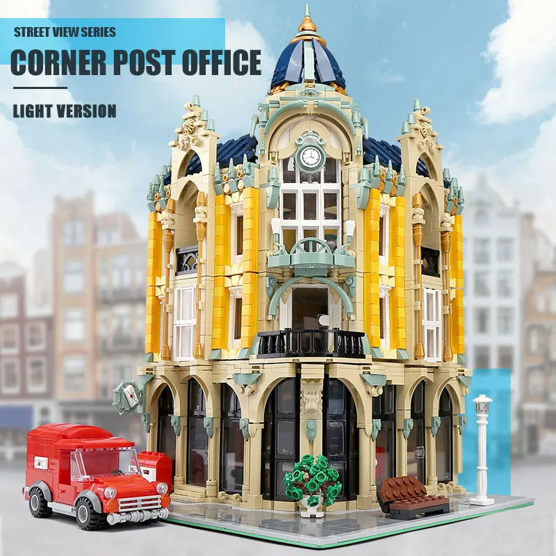 Форма король MOC уличный вид креативная серия почтовый офис Угловые строительные