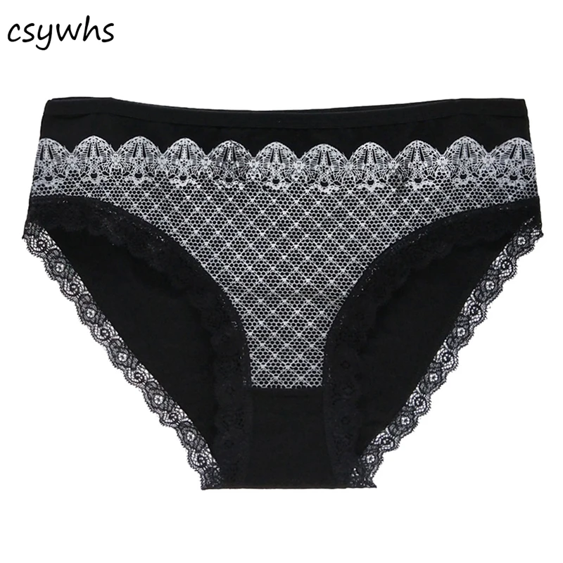 

CSYWHS 4pcs Lot Plus Size Panties Women Cotton Lace Briefs Mid-rise 2xl 3xl 4xl Big Size Underwear Lingerie Intimates