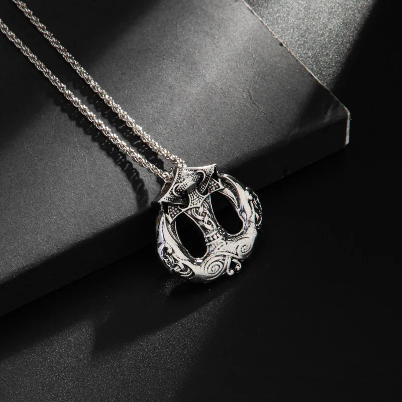 Кулон викингов с вороном ожерелье из нержавеющей стали двойная ворона Odin Raytheon