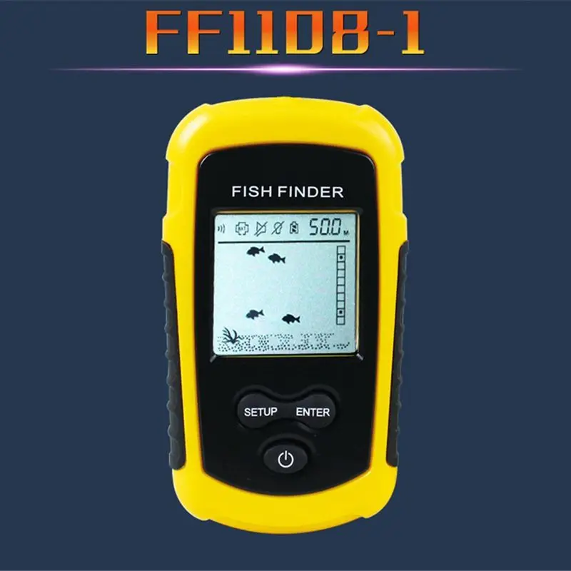 ABUO-FF1108-1, портативный гидролокатор с сигнализацией, эхолот, 0,7-100 м, датчик, датчик глубины, искатель# B3, желтый