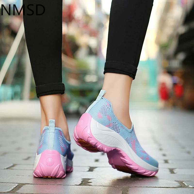 

2020 Casual Air Mesh Breathable Ladies Trainers Wedges Femme Sport Platform Shoes For Women