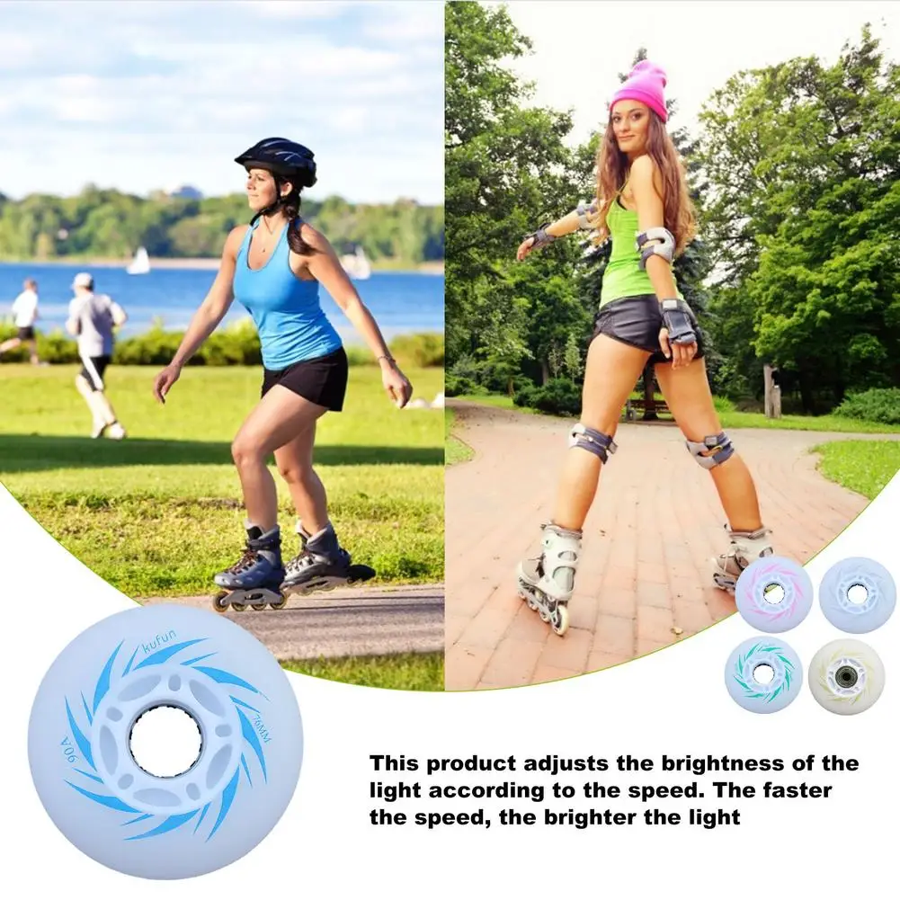 

Free Shipping LED Flash Wheel 72mm For Inline Skates 90A For Adults Kids Women Roller Wheels