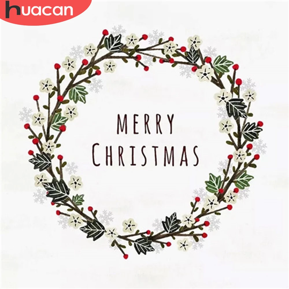 HUACAN алмазная мазайка мультфильм вышивка 5d Рождественский венок картины стразами