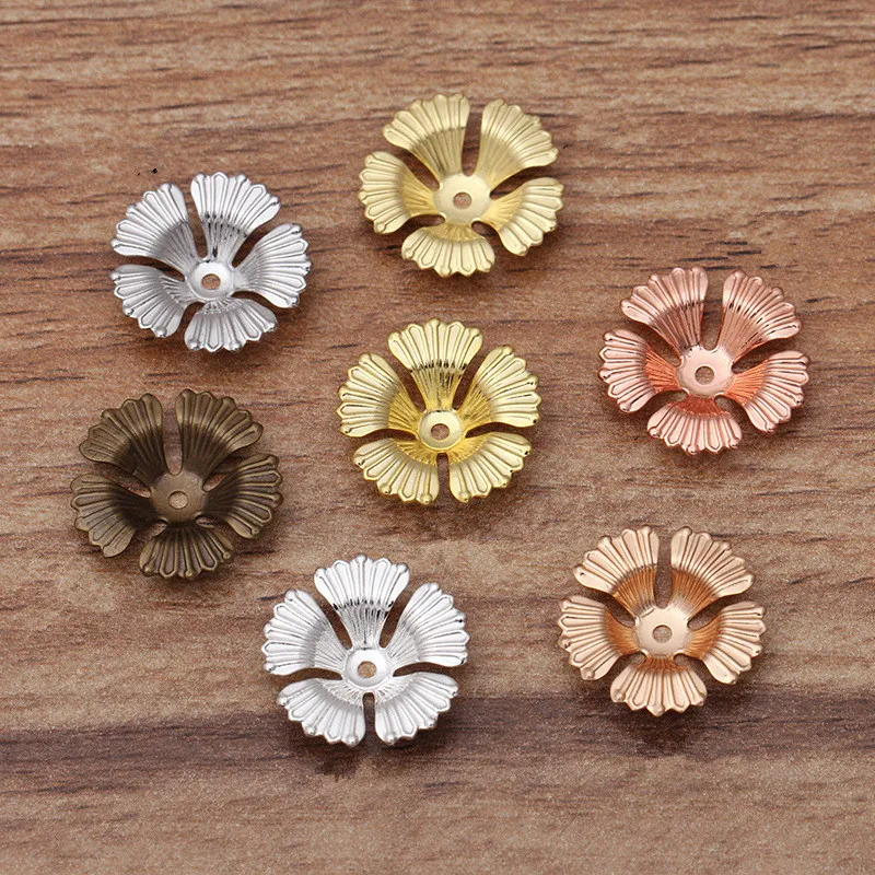 

100 PCS 17x4mm Metal Brass Flowers Base Settings Filigree Flowers Bead Caps DIY Accessories For Jewelry Making