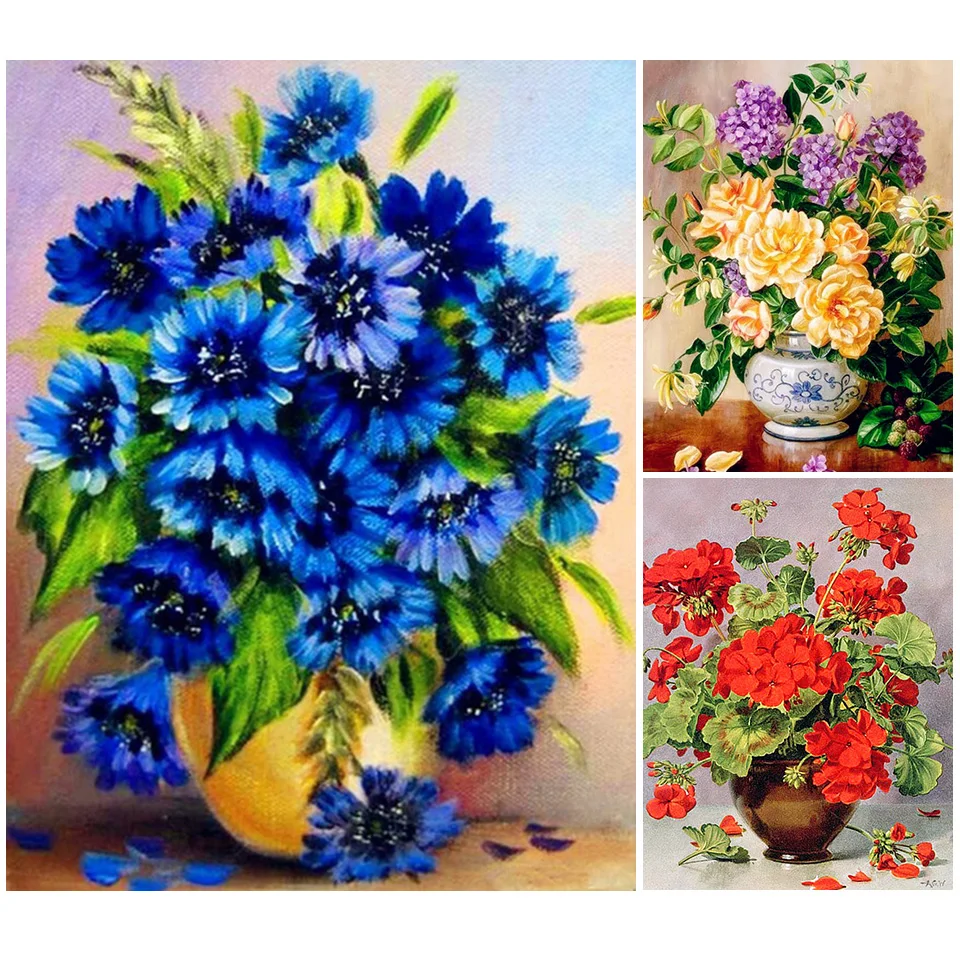 

Алмазная 5D картина «сделай сам», Набор для вышивки крестом с квадратными цветами, мозаика из страз, картина с цветами, стразы, Декор
