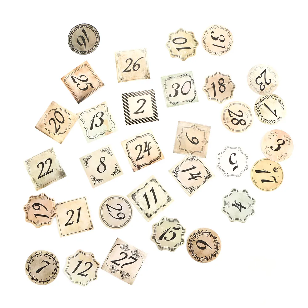 45 листов/коробка винтажный герметичный стержень с цифрами бумажная наклейка для