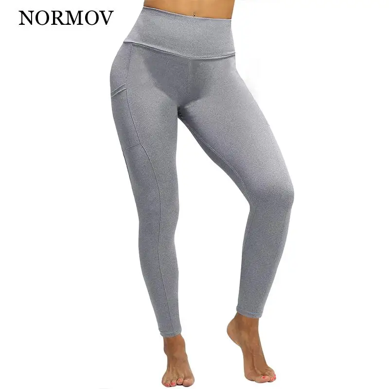 

NORMOV High Waist Pocket Patchwork Legging Sports Solid Color Leisure Breathable Leggings Women Workout Push Up Fitness Legings