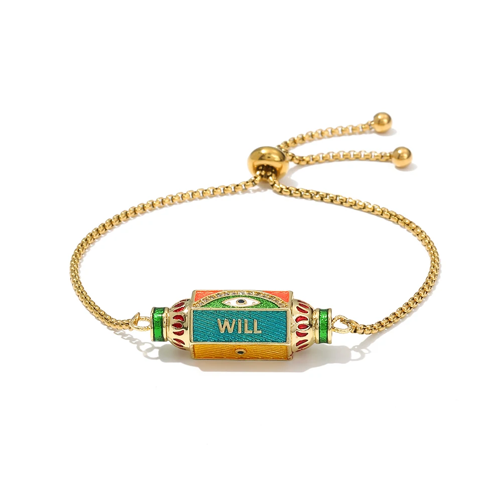 

Heart Letter Eye Colorful Boho Bracelet for Women Enamel Pop Art Charm Fashion Adjust Couple Bracelet Men Stainless Steel Chain