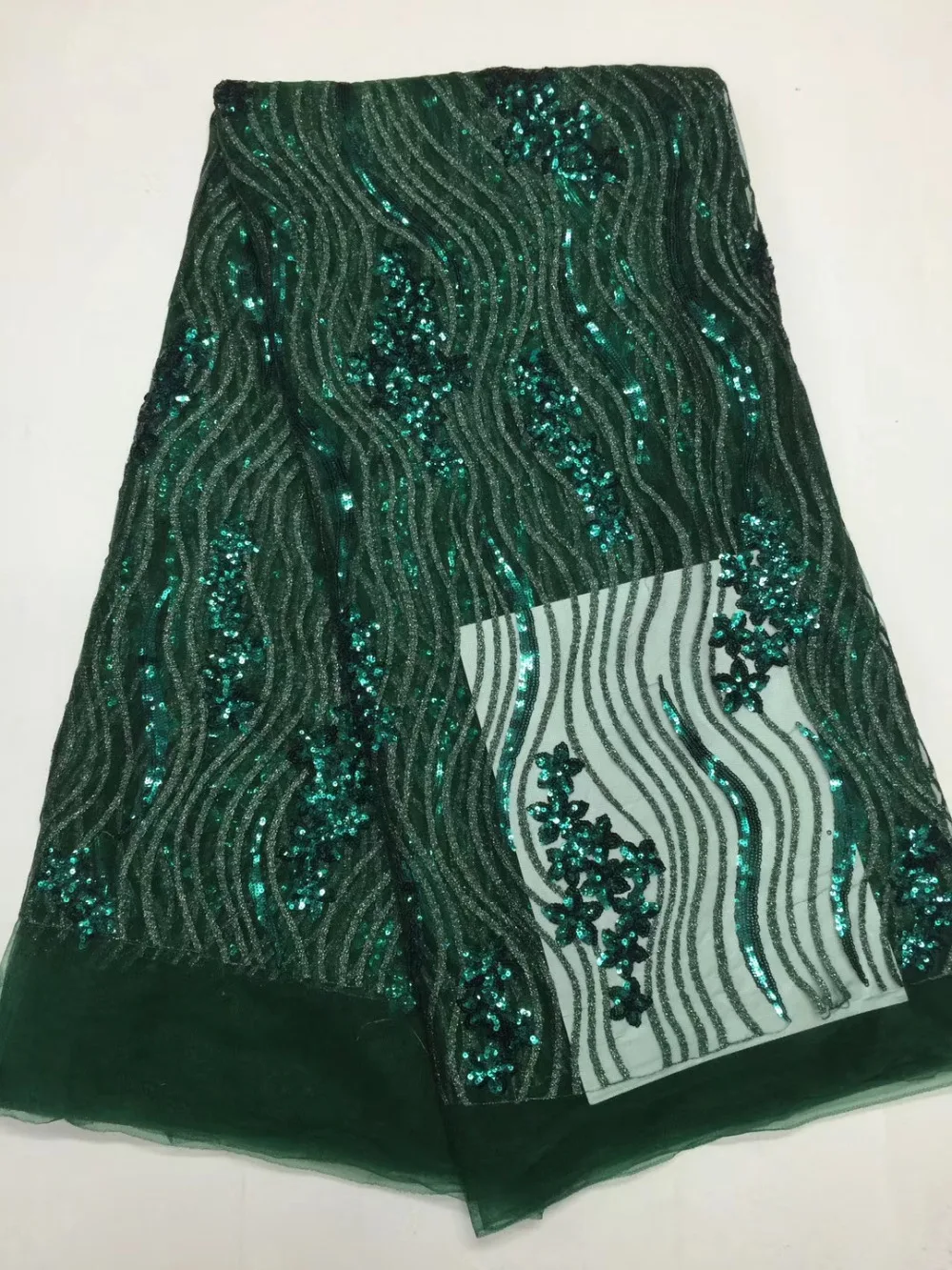 

5yards classic style african sequins lace fabric good quality african net tulle lace fabric with sequins DPDE211