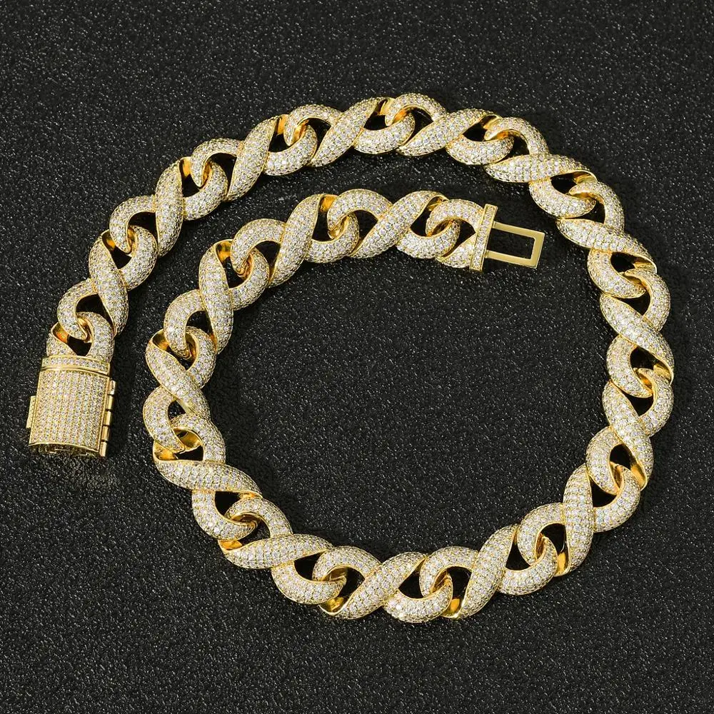 

Iced Out The Number 8 Cuban Link Chain Cubic Zirconia Necklace 15mm Fashion Hip Hop Men Jewelry Gift