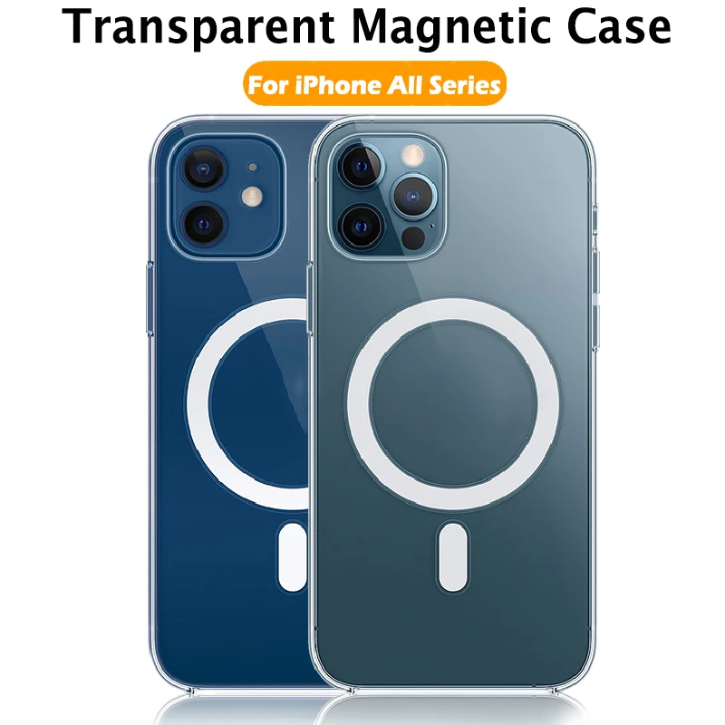 

Clear Magsafe Magnetic Case For iPhone 13 11 Pro Max 12 Mini Support For Magsafe Wireless Charger Luxury Transparent Back Cover