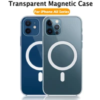 clear magsafe magnetic case for iphone 13 11 pro max 12 mini support for magsafe wireless charger luxury transparent back cover