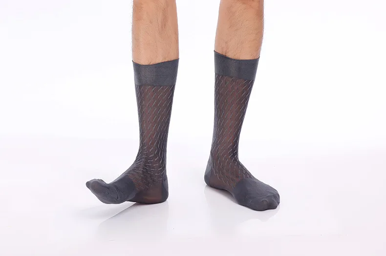 Носки мужские длинные прозрачные мягкие нейлоновые акриловые сетчатые тонкие