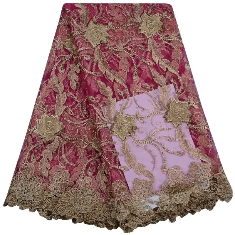 

2022 Fashio Nable Design High Quality African 3D Embroideved Flower Lace Fabric With Net Lace For Wedding Party Dress808