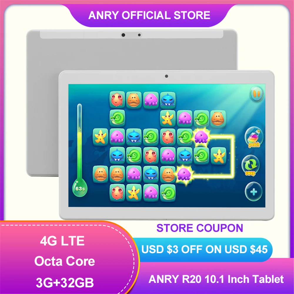 ES EU Spain Russia In Stock 10 Inch Tablet Android 8.1 2.5D Tempered Glass 4G Phone Call Octa Core 2GB+32GB 10.1 Pc | Компьютеры и