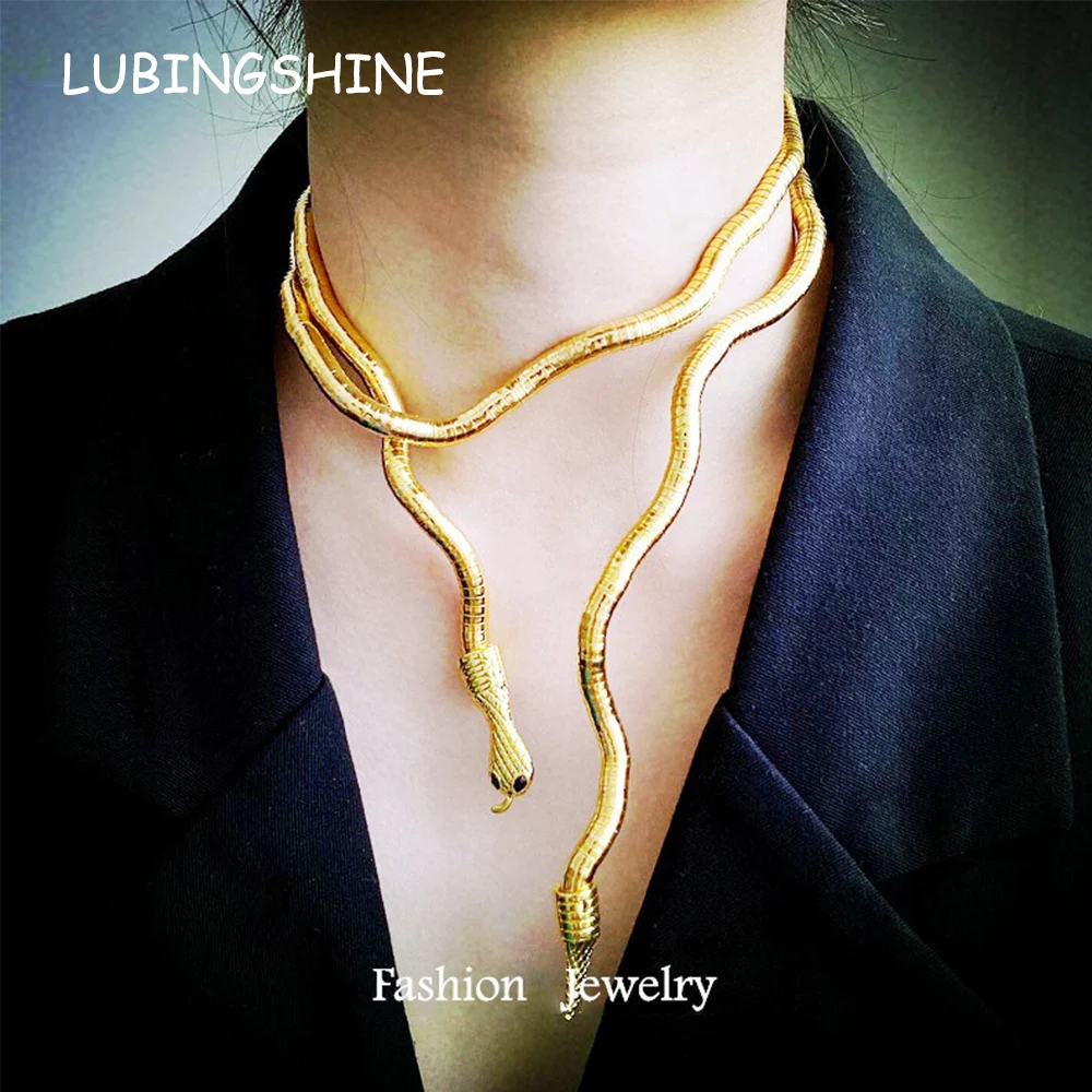 

Personalized Metal Snake Cosplay Necklace Halloween Stage Necklaces Prop Gift Animal Sweater Chain Hip Hop Jewelry