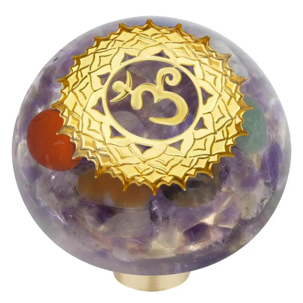 Reiki 7 Chakra Resin Gravel Drawer Cabinet Pulls Knobs Brass Handle Bathroom Hallway Clothes Wall Hangings Hooks Furniture Decor