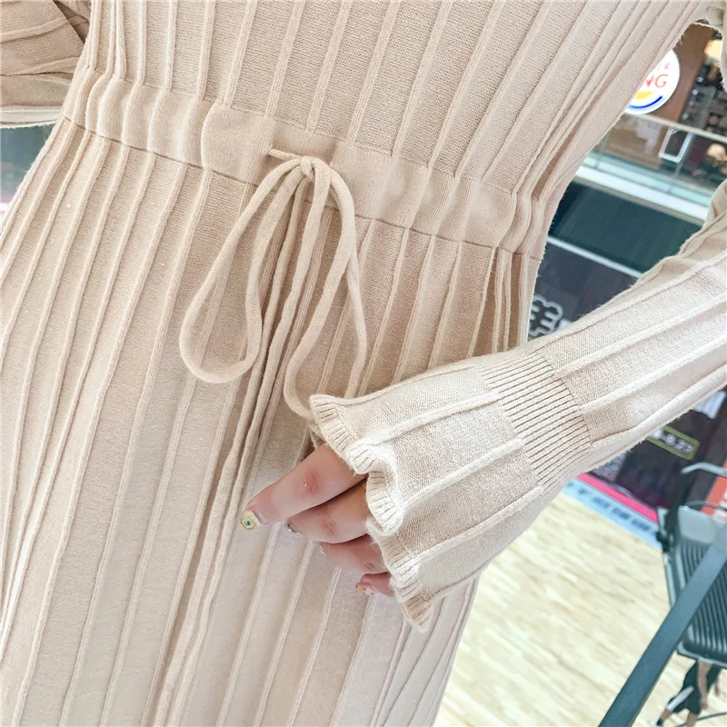 2XL Плюс элегантный плиссированный женский свитер осеннее платье Половина