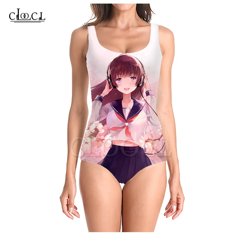 CLOOCL новинка аниме для девочек 3D принт Цельный купальник купальный костюм без
