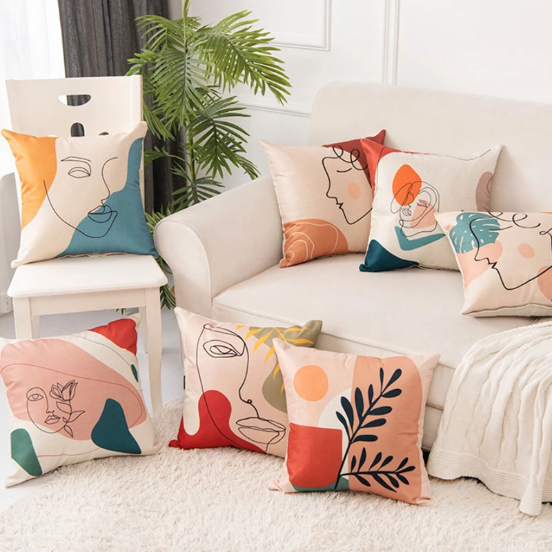 

Cushion Cover Pillow Cover Creative Abstract Art streak Face Pillowcase Sofa bedroom Decor Throw Pillows for Home Car Deco