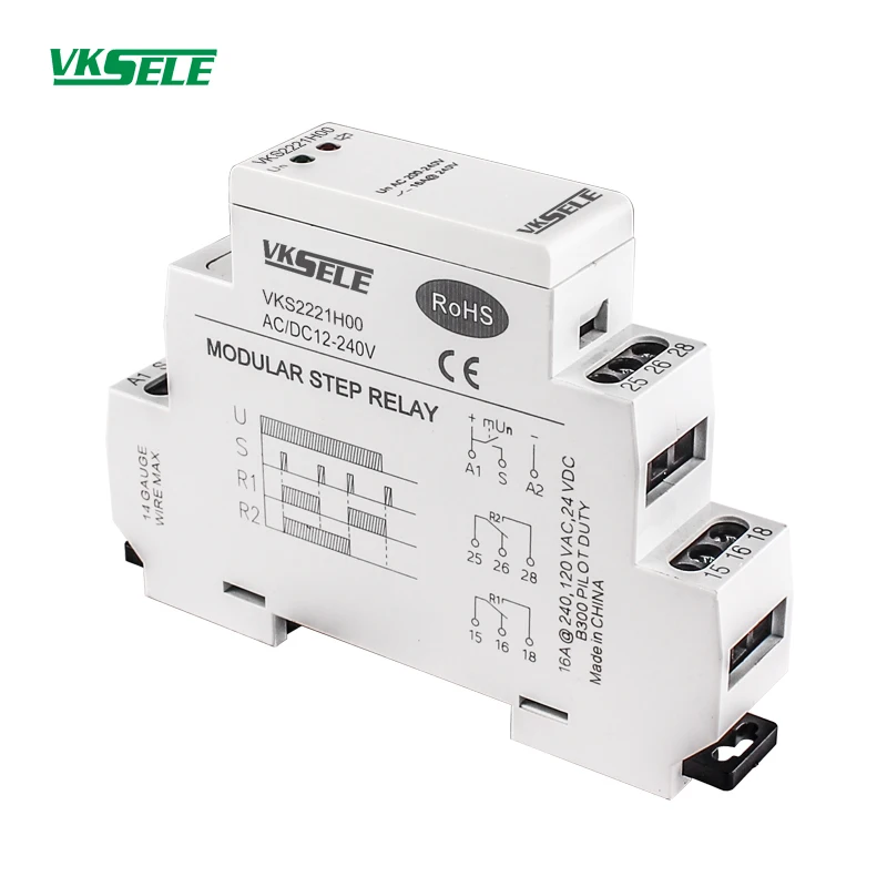 Китайский поставщик VKS2221 16A DPDT Тип 12V 24V 110V 220V электронное шаговое реле таймера -