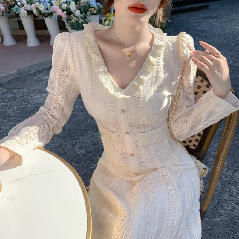 

Sexy Hot Long Sleeve Party Mid-Length Dress Net Spring Women'S Clothing