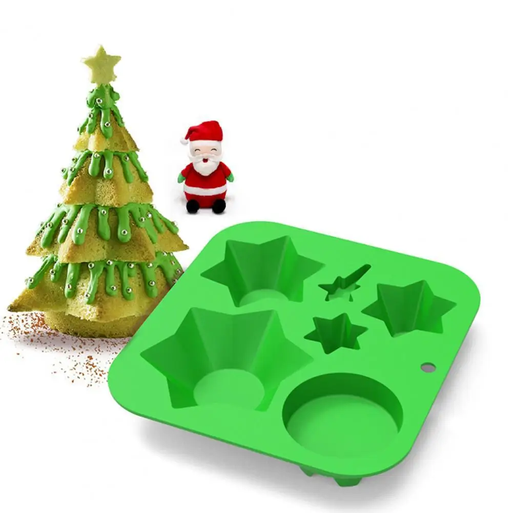 

Dropshipping!!Portable Cookie Mold Easy Clean Silicone Christmas Tree Anti-stick DIY Dessert Baking Moulds
