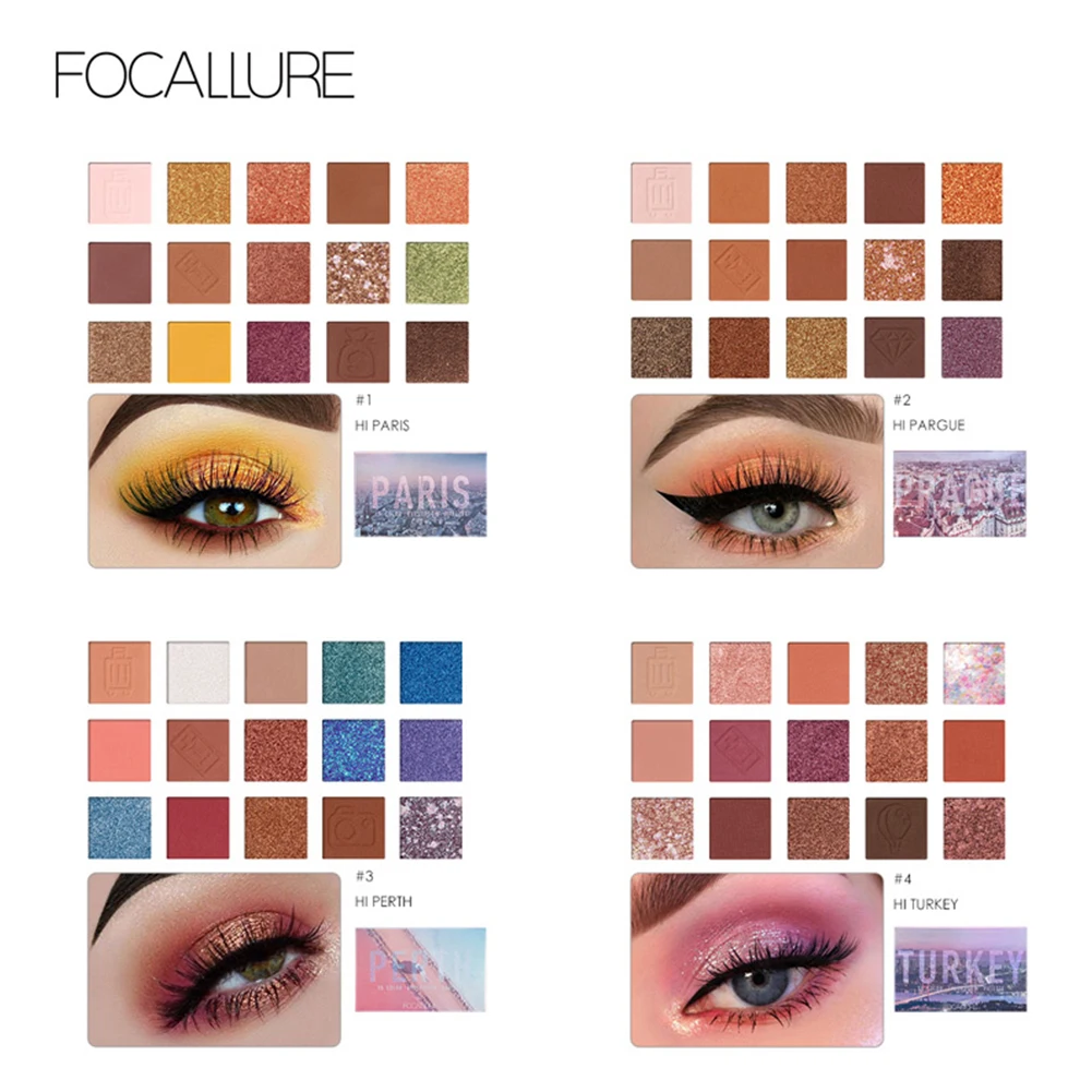 Палитра теней для век FOCALLURE 15 цветов легкая в использовании Мягкая матовая
