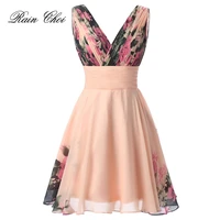 short cocktail dresses floral printed formal prom gowns short party dress