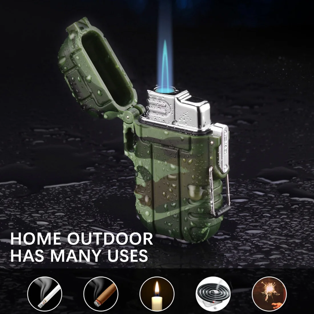 

Gas lighter Waterproof lighter for Outdoor Camping Inflatable Butane Cigarette Lighter Windproof blue flame lighter For Man Gift