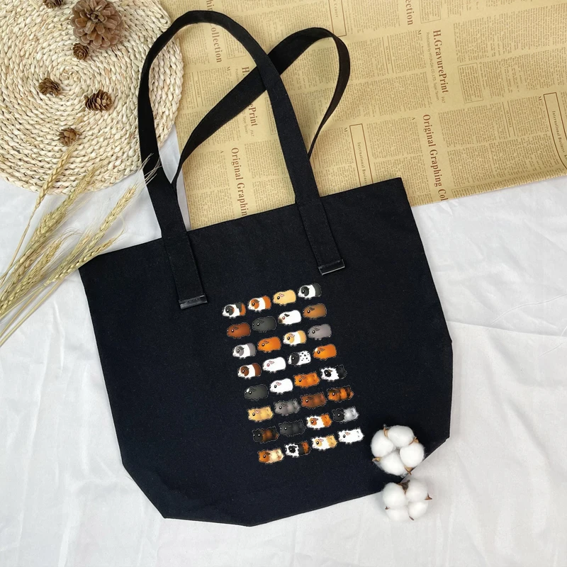 Женская тканевая сумка-тоут черная холщовая Экологически чистая многоразовая