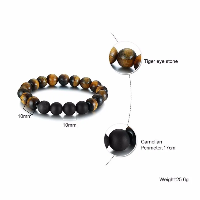 Эластичный браслет для йоги с каменными бусинами тигровый глаз 8 мм мужские и