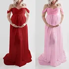 * Летнее платье для беременных женщин с открытыми плечами для беременных Сексуальная фотография с оборками длинное платье для кормящих матерей платье для беременных