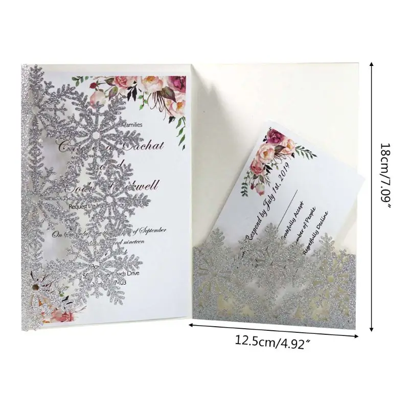 

OOTDTY 20pcs/set Snowflake Invitations Greeting Card Delicate Carved Holiday Merry Christmas Party Supplies