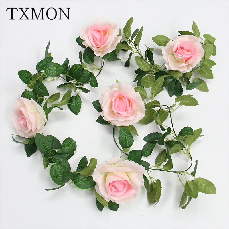 2 м шелковая искусственная роза цветы гирлянда из ротанга Виноградная лоза с