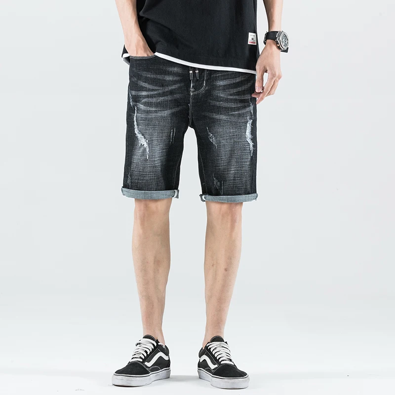 

Шорты мужские из денима, модные повседневные приталенные, эластичные джинсовые, лето