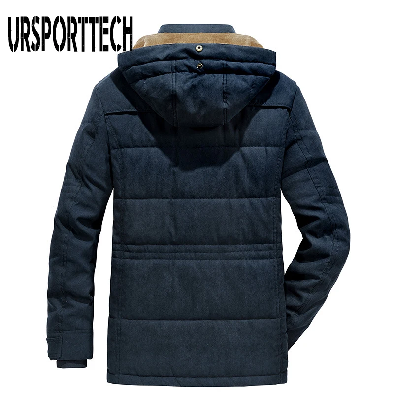 URSPORTTECH Brand Winter Jacket Men Parka Thick Warm Plus Velvet Winter Coat Men Outwear Hooded Jackets and Coats Plus Size 7XL